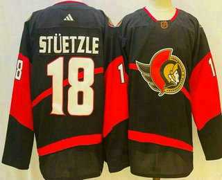 Men%27s Ottawa Senators #18 Tim Stutzle Black 2022 Reverse Retro Authentic Jersey->ottawa senators->NHL Jersey